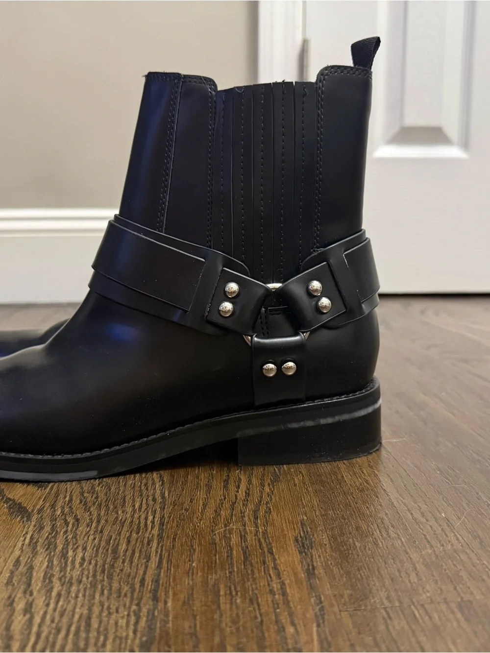 Marc fisher Black Leather Ankle Boots with Buckle Detail